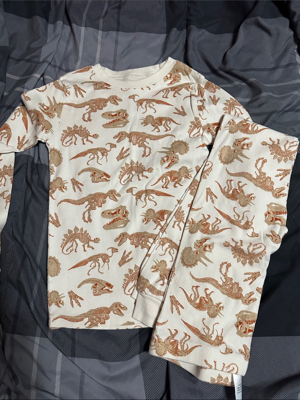 Kids' Rust & Cream Dinosaur Long Sleeve Tops - 2-Pack - Picture 3 of 4